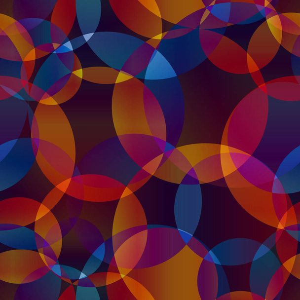 Vektorový pozadí abstraktní bezešvé mýdlo vyrobené z kosmické transparentní modré kruhy a oranžové bubliny pro tkaniny nebo dárkové příslušenství na tmavém pozadí. Pro registraci stránek letáky s nápisy. - Vektor, obrázek