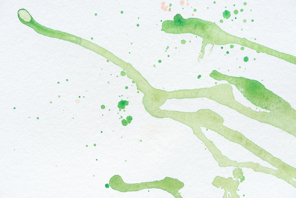 abstract green watercolor stains on white paper - Photo, Image