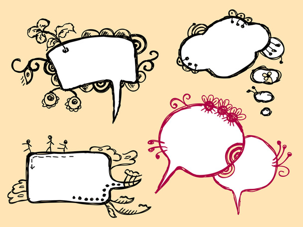 Hand Drawn Speech And Thought Bubble - Vector, Image