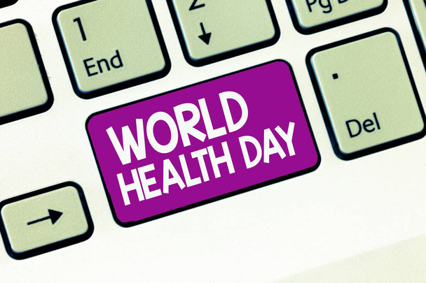 Käsiala tekstiä kirjallisesti Maailman terveyspäivä. Käsitteen merkitys Maailmanlaajuinen terveystietoisuuden päivä vietetään joka vuosi
 - Valokuva, kuva