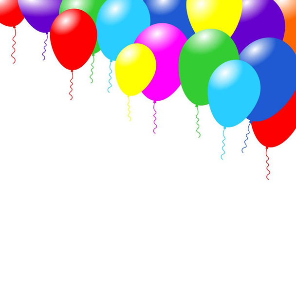 Luftballons in Regenbogenfarbe. fröhlicher Gruß Hintergrund. Feier-Vektor-Illustration. - Vektor, Bild