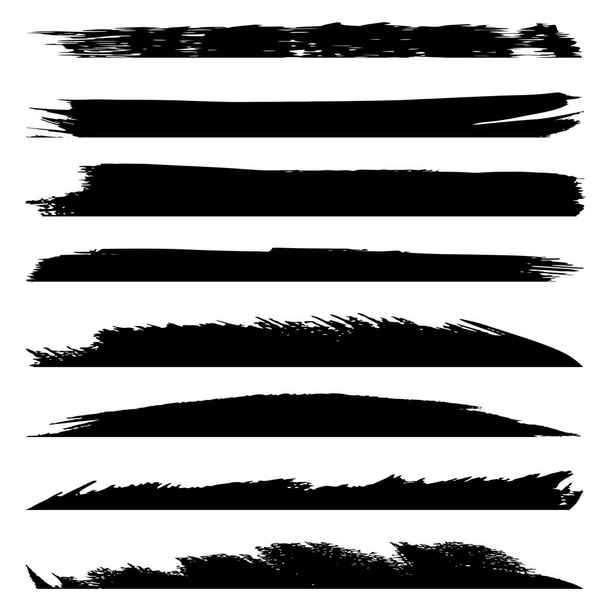 Коллекция линий мазков кисти, выделенных на белом фоне, векторное изображение
 - Вектор,изображение