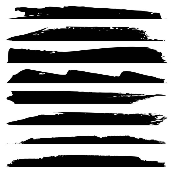 Collection of brush stroke lines set isolated on white background  - Photo, Image