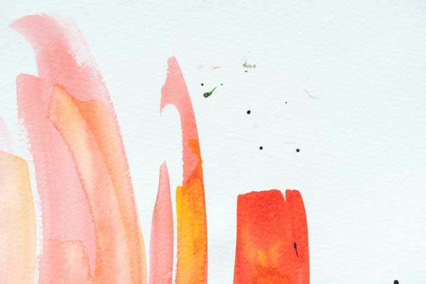 abstract colorful watercolor strokes on white paper background - Foto, Imagem