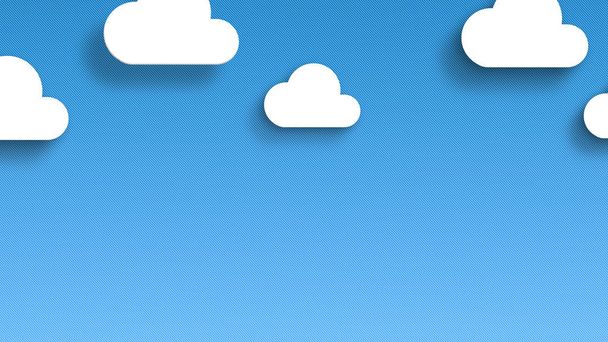 Blue sky with white clouds gradient background. Flat style simple - Photo, Image
