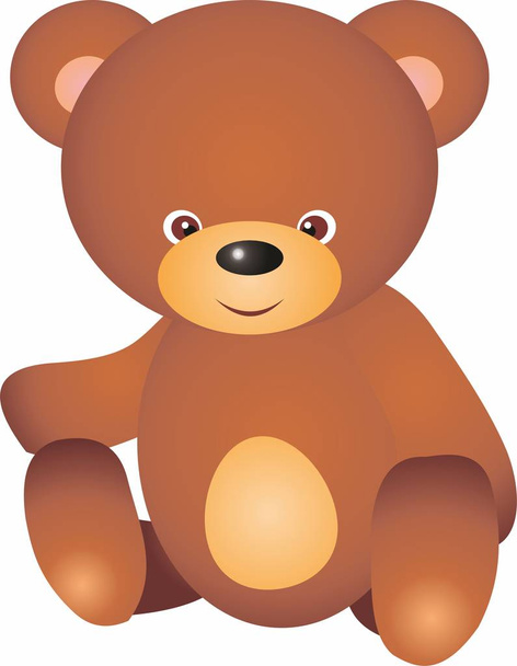 Little teddy bear cartoon character, sitting. Raster Illustration on white background - Φωτογραφία, εικόνα