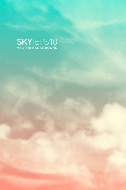 Vertical vector background with realistic pink-blue sky and clouds. - Vector, Image