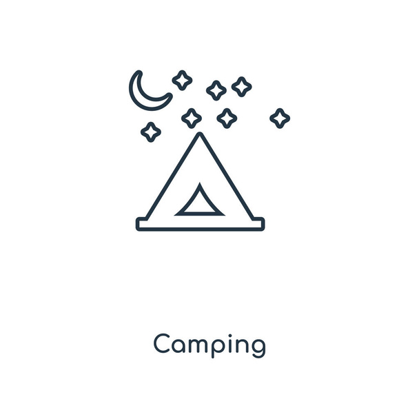 icono de camping en el estilo de diseño de moda. icono de camping aislado sobre fondo blanco. camping vector icono simple y moderno símbolo plano para el sitio web, móvil, logotipo, aplicación, interfaz de usuario. icono de camping vector ilustración, EPS10
. - Vector, Imagen