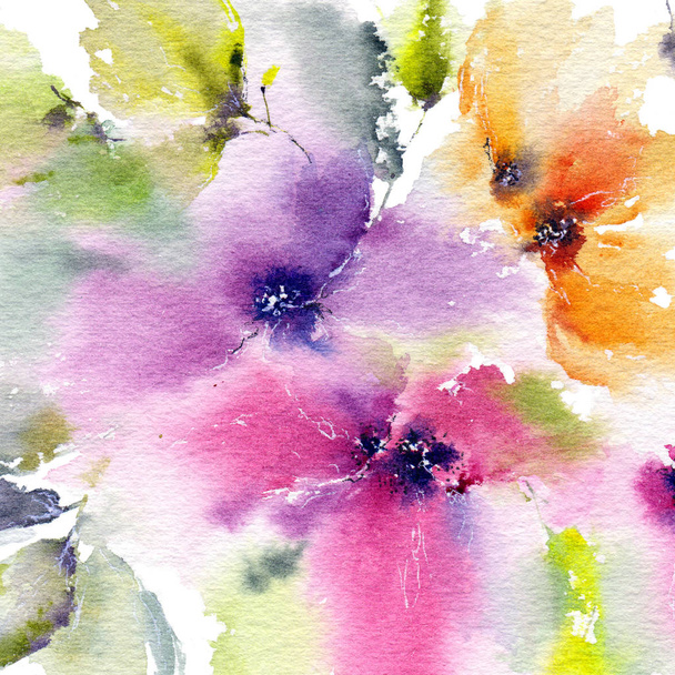Colorful abstract flowers on white background - Photo, image