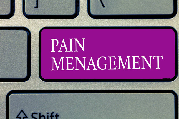 Conceptual hand writing showing Pain Management. Business photo text a branch of medicine employing an interdisciplinary approach - Photo, Image