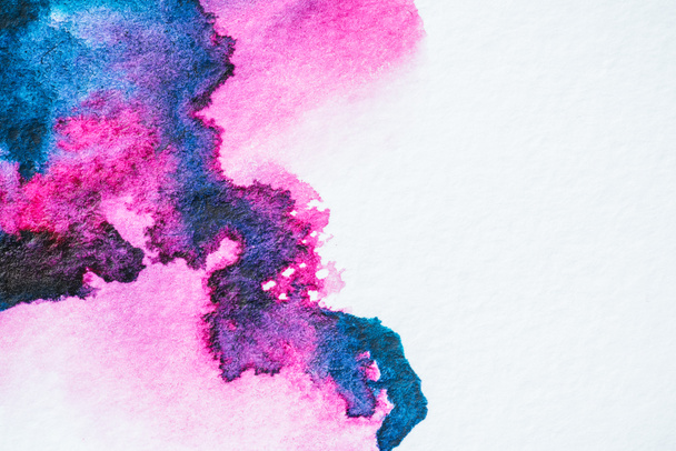 pink and purple watercolor blots on white paper texture - Фото, зображення