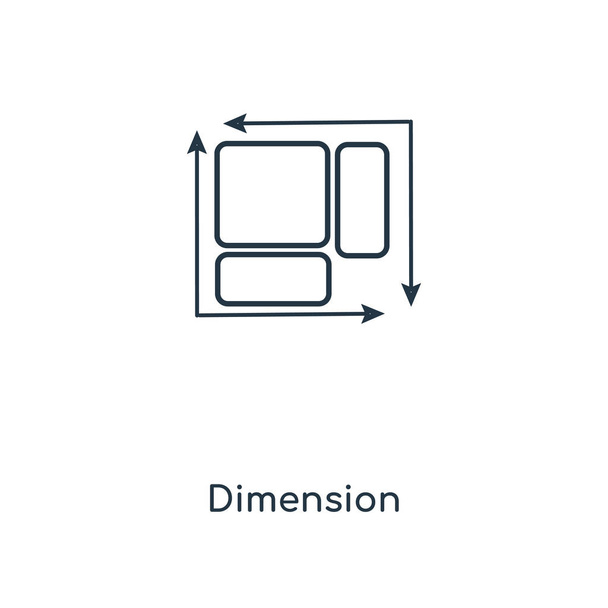Dimensions-Symbol im trendigen Design-Stil. Dimensionssymbol isoliert auf weißem Hintergrund. Dimensionsvektorsymbol einfaches und modernes flaches Symbol für Website, Handy, Logo, App, ui. Dimensions-Icon-Vektorillustration, eps10. - Vektor, Bild