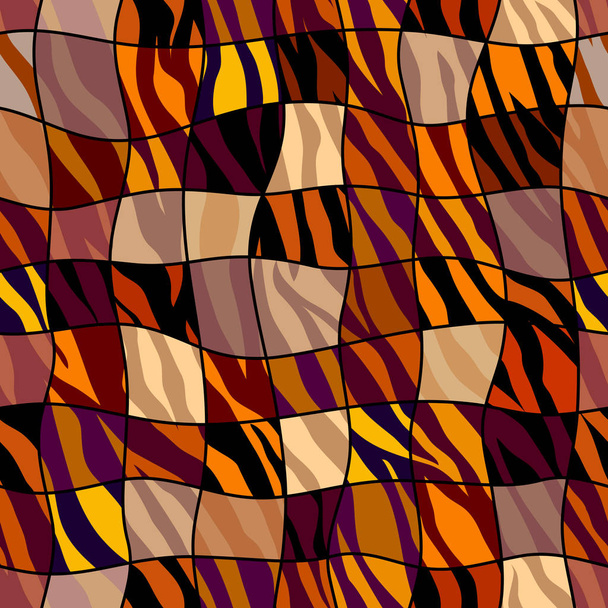 Abstract brown animal exotic pattern in patchwork style. - Vektör, Görsel