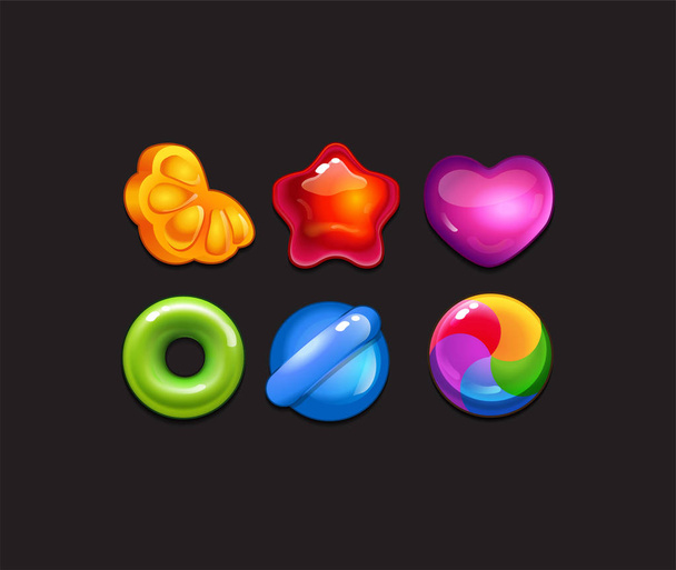 Candy Game Assets for Mobile Match 3 - Vector, imagen