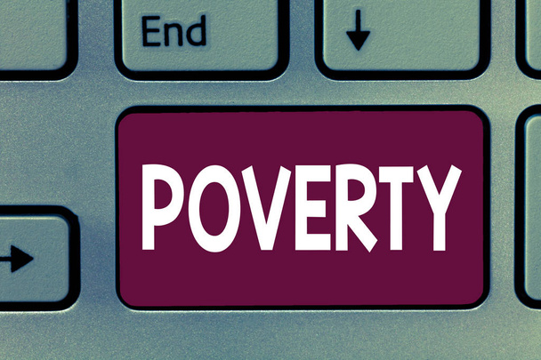 Schreibnotiz, die Armut zeigt. Geschäftsfoto zeigt Zustand, in dem extrem arme Obdachlose in Not nicht genug Geld haben - Foto, Bild