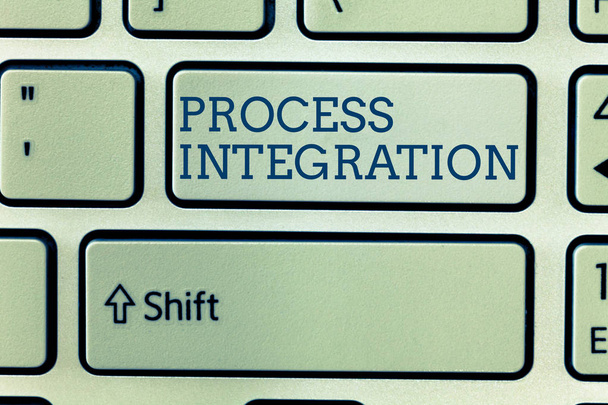 Conceptueel handschrift met procesintegratie. Bedrijfsfoto 's tonen Connectiviteit van Systeemdiensten en Informatie - Foto, afbeelding