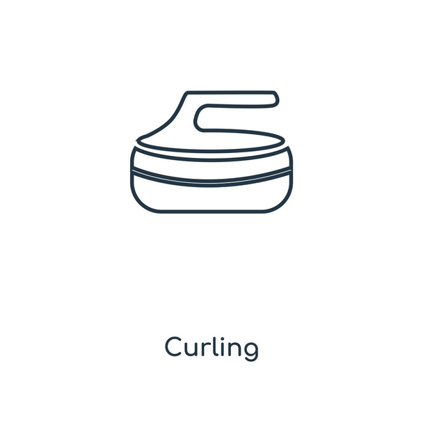 Curling znajdującą się w modny styl. Curling na białym tle na białym tle. Curling wektor ikona proste i nowoczesne mieszkanie symbol dla witryny sieci web, mobile, logo, aplikacji, interfejs użytkownika. Curling ikona ilustracja wektorowa, Eps10. - Wektor, obraz