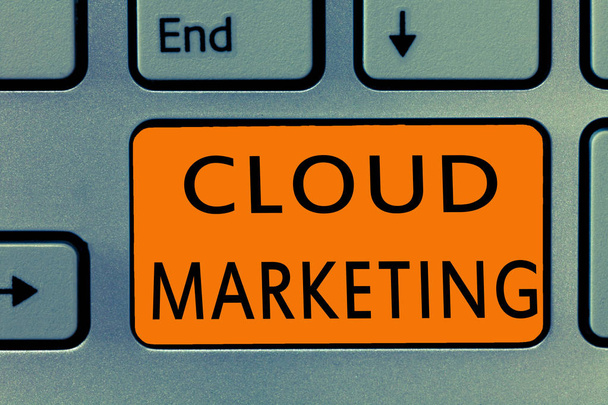 Ecriture conceptuelle montrant le Cloud Marketing. Texte de la photo d'entreprise Processus par lequel une organisation commercialise ses services
 - Photo, image