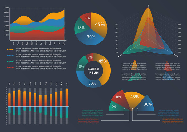 Business chart collection. Analysis statistic data visualization. - Vecteur, image