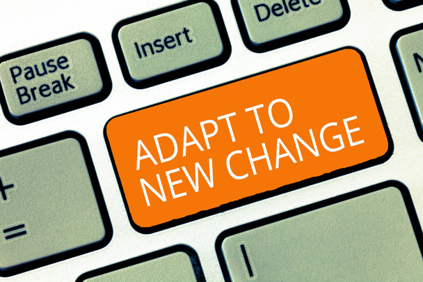Signo de texto que muestra Adaptar a un nuevo cambio. Foto conceptual Acostúmbrate a la última mentalidad e innovación de comportamiento
 - Foto, Imagen