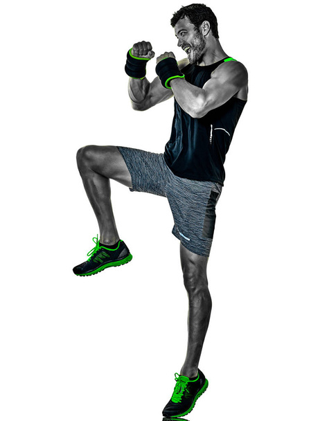 fitness man cardio boxing exercises isolated - 写真・画像