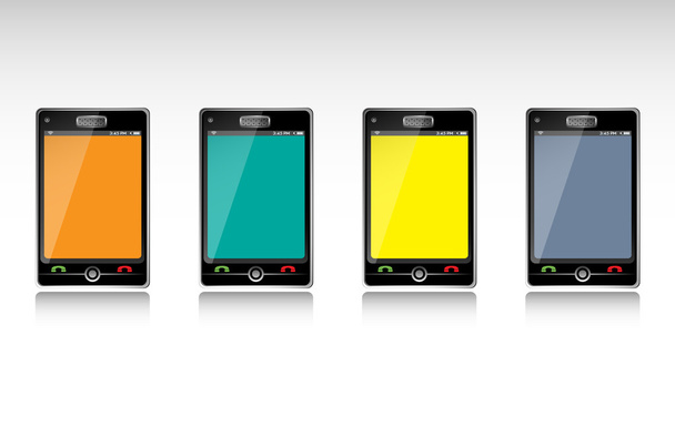 σύνολο τέσσερις smartphones - Διάνυσμα, εικόνα