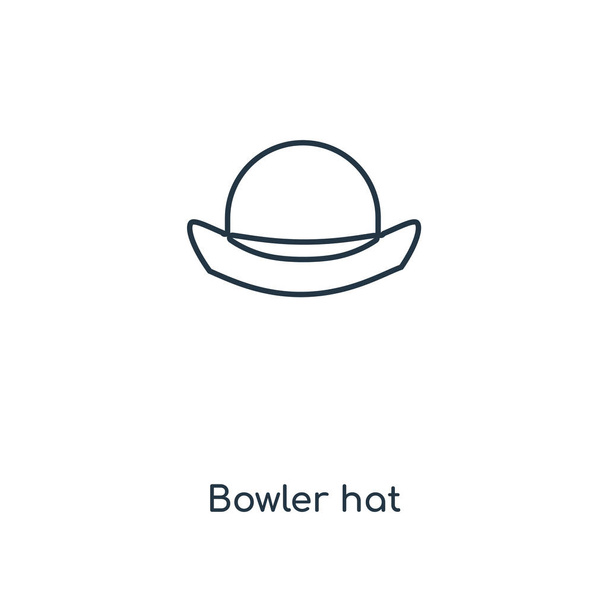 bowler hat icon in trendy design style. bowler hat icon isolated on white background. bowler hat vector icon simple and modern flat symbol for web site, mobile, logo, app, UI. bowler hat icon vector illustration, EPS10. - Vector, Image