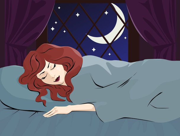 Sleeping woman vector illustration - Вектор,изображение