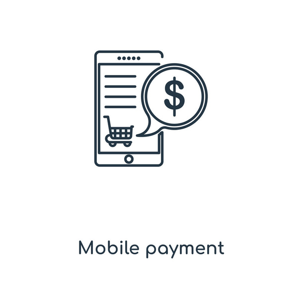 modaya uygun bir tasarım tarzı mobil ödeme simgesi. Beyaz arka plan üzerinde izole mobil ödeme simgesi. Mobil ödeme vektör simgesi basit ve modern düz simgesi web sitesi, mobil, logo, app, UI. Mobil ödeme simge vektör çizim, Eps10. - Vektör, Görsel
