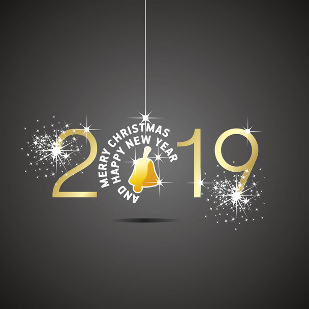 2019 Nuovo anno biglietto di auguri su sfondo grigio, illustrazione vettoriale
 - Vettoriali, immagini