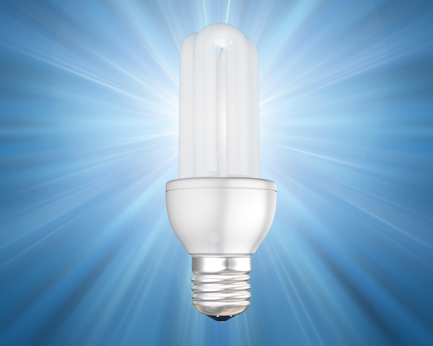 Lâmpada de poupança de energia iluminada
 - Fotografia, imagem