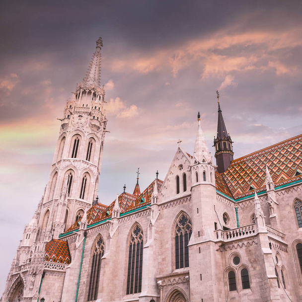 St. Matthias Church in the Fishermans Bastion in Budapest, Hungary - 写真・画像