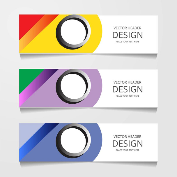 Banner de diseño abstracto, plantilla web con tres colores diferentes, plantillas de encabezado de diseño, ilustración vectorial moderna
 - Vector, Imagen