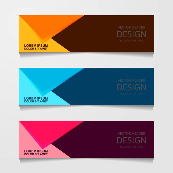 Αφηρημένο σχέδιο banner, web πρότυπο με τρεις διαφορετικού χρώματος, διάταξη header πρότυπα, σύγχρονη διανυσματικά εικονογράφηση - Διάνυσμα, εικόνα