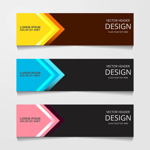 抽象的なデザインのバナー、3 つの異なる色、レイアウト ヘッダー テンプレート、モダンなベクトル図を持つ web テンプレート - ベクター画像