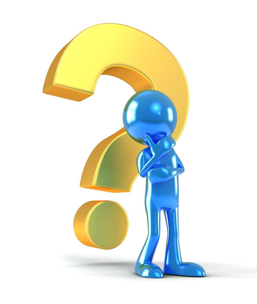 знак питання і людина 3d ілюстрація ізольовані на білому тлі
 - Фото, зображення