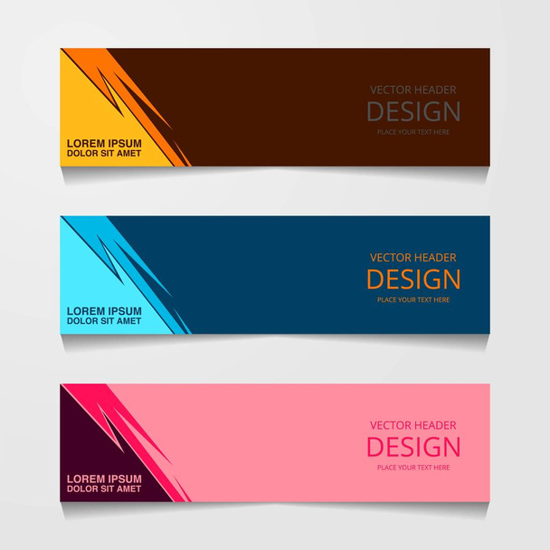 Abstract ontwerp banner, websjabloon met drie verschillende kleur, lay-out header templates, moderne vectorillustratie - Vector, afbeelding