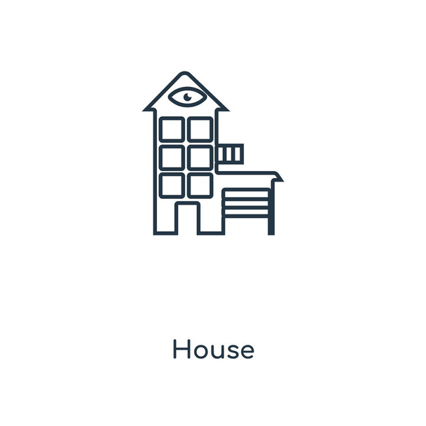 icono de la casa en el estilo de diseño de moda. icono de la casa aislado sobre fondo blanco. icono de vector de la casa simple y moderno símbolo plano para el sitio web, móvil, logotipo, aplicación, interfaz de usuario. icono de la casa vector ilustración, EPS10
. - Vector, imagen