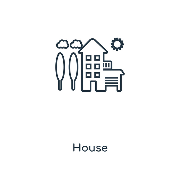 トレンディなデザイン スタイルの家のアイコンです。家のアイコンは、白い背景で隔離。家の web サイト、携帯、ロゴ、アプリ、ベクトル アイコン シンプルでモダンなフラット記号 Ui。家アイコン ベクトル図、Eps10. - ベクター画像