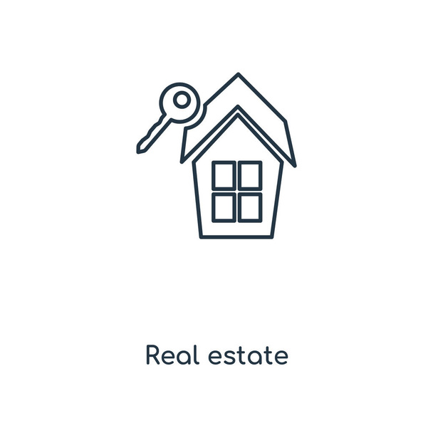Real estate ikona v módní design stylu. Real estate ikona izolovaných na bílém pozadí. Real estate vektorové ikony jednoduché a moderní Béčko pro webové stránky, mobilní, logo, app, Ui. Real estate ikonu vektorové ilustrace, Eps10. - Vektor, obrázek