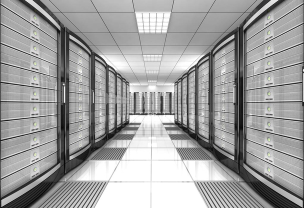rede estação de trabalho servidor sala conceito ilustração 3d
 - Foto, Imagem