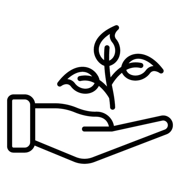 Environmental charity concept depiction via leaf in hand  - Vektor, Bild