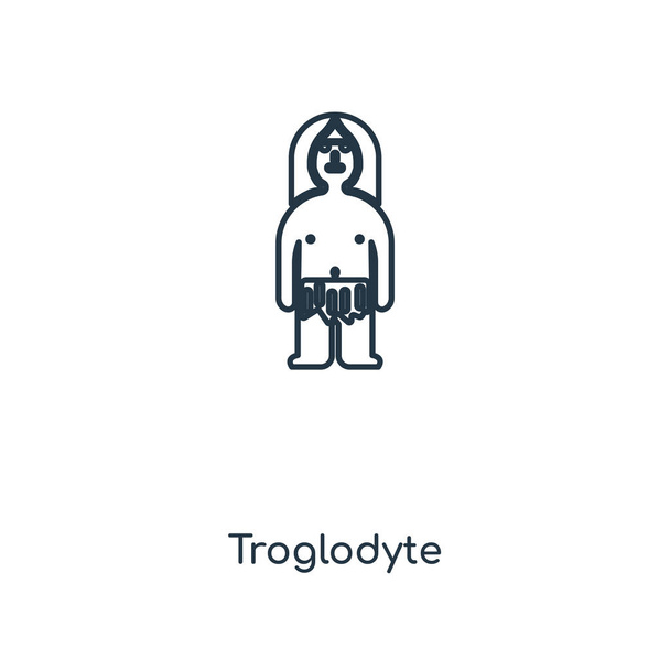 Піктограма троглодиту в стилі модного дизайну. Піктограма троглодута ізольована на білому тлі. Troglodyte вектор значок простий і сучасний плоский символ для веб-сайту, мобільного, логотипу, програми, інтернету. Troglodyte значок Векторні ілюстрації, EPS10
. - Вектор, зображення