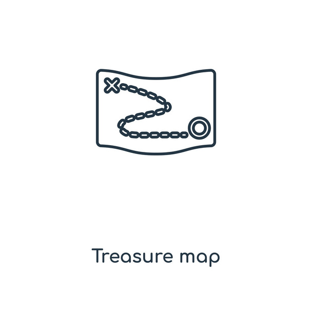 Hazine harita simgesini modaya uygun bir tasarım tarzı. Hazine harita simgesi beyaz arka plan üzerinde izole. Hazine harita vektör simgesi basit ve modern düz simgesi web sitesi, mobil, logo, app, UI. Hazine harita simge vektör çizim, Eps10. - Vektör, Görsel