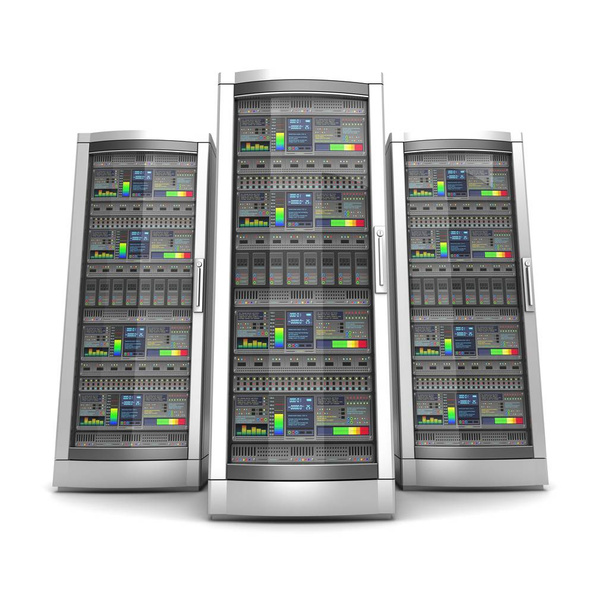servidores de estaciones de trabajo de red 3d ilustración aislada sobre fondo blanco - Foto, imagen