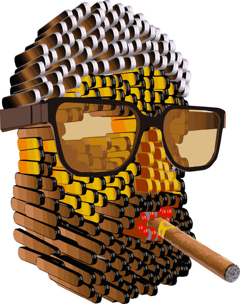 man een sigaar roken - Vector, afbeelding