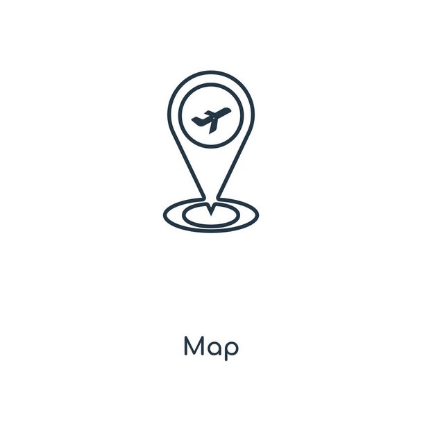 ícone de mapa no estilo de design moderno. ícone mapa isolado no fundo branco. ícone vetorial mapa simples e moderno símbolo plano para web site, móvel, logotipo, aplicativo, UI. mapa ícone ilustração vetorial, EPS10
. - Vetor, Imagem