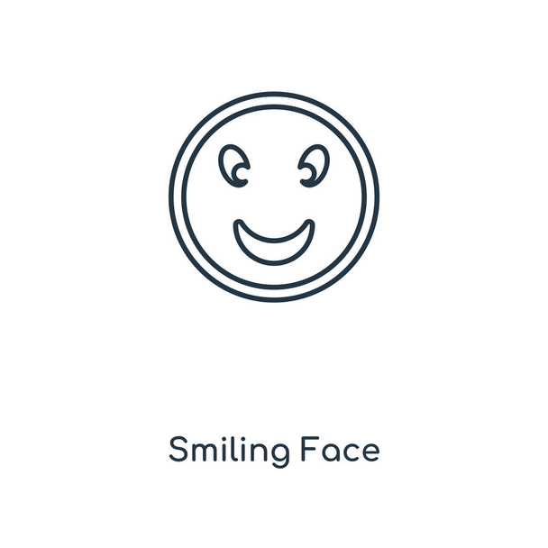 икона улыбающегося лица в модном стиле дизайна. иконка улыбающегося лица на белом фоне. Улыбающийся вектор лица простой и современный плоский символ для веб-сайта, мобильного телефона, логотипа, приложения, пользовательского интерфейса. векторная иллюстрация с улыбающимся лицом, EPS10
. - Вектор,изображение