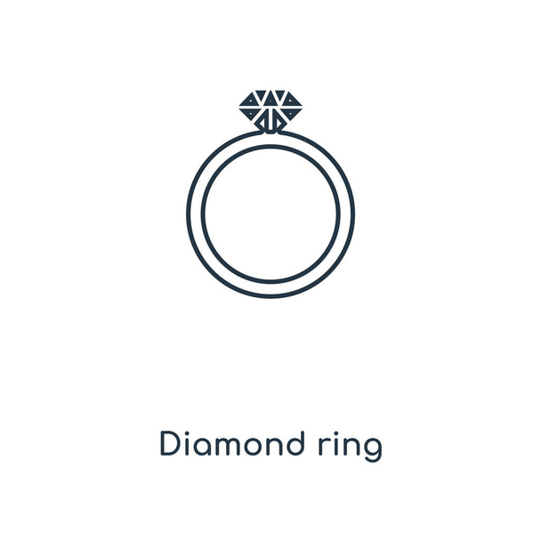 Diamond ring pictogram in trendy stijl. Diamond ring pictogram geïsoleerd op een witte achtergrond. Diamond ring vector pictogram eenvoudige en moderne platte symbool voor mobiele, logo, website, app, Ui. Diamond ring pictogram vectorillustratie, Eps10. - Vector, afbeelding