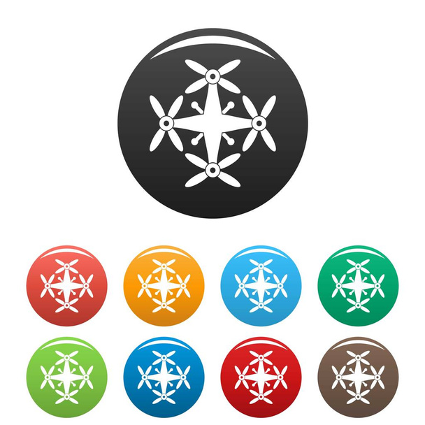 Transport drone icons set color - Vector, Imagen